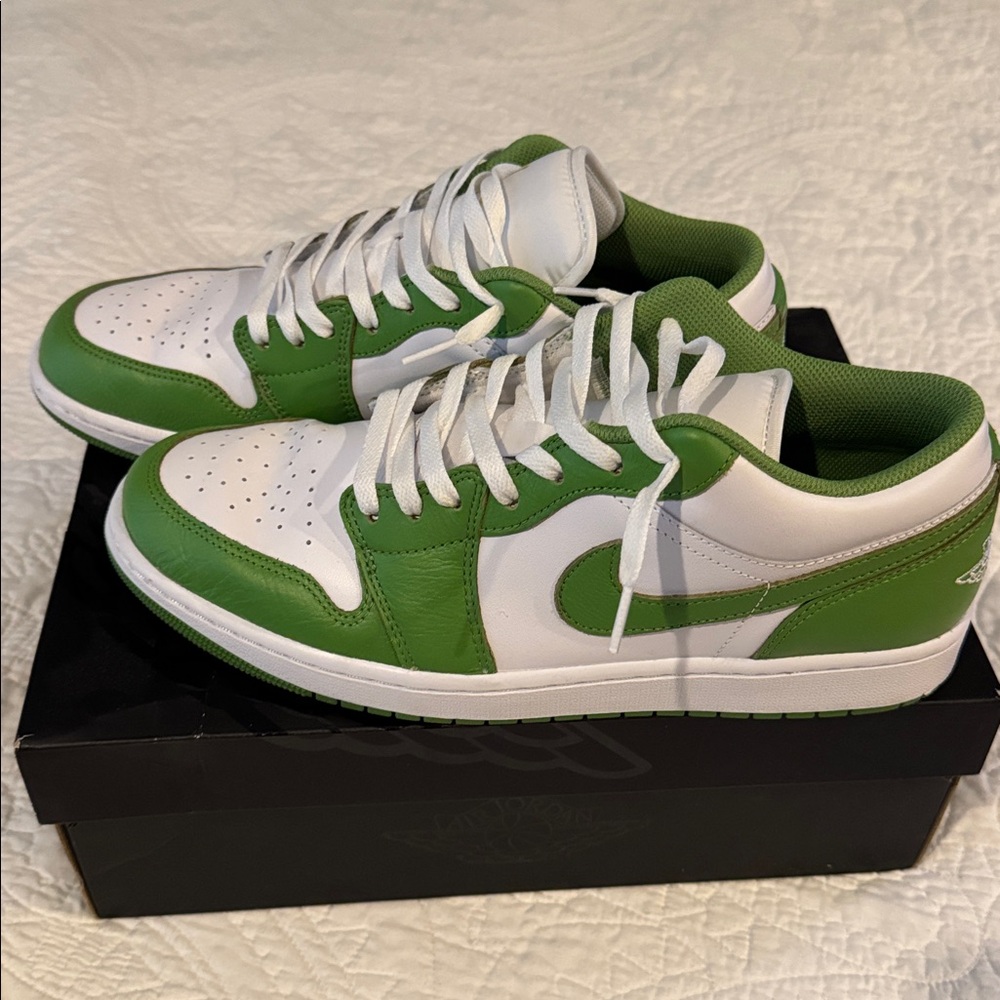 Air Jordan 1 Low. Mens size 12. White and Chlorophyll.  Excellent condition.